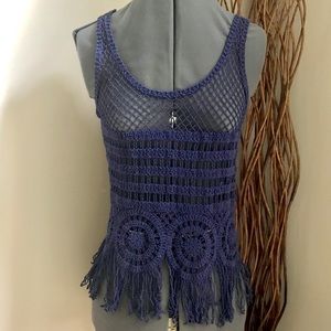 💵5 FOR $25💵 Boho Festival Navy Crochet Tank Top